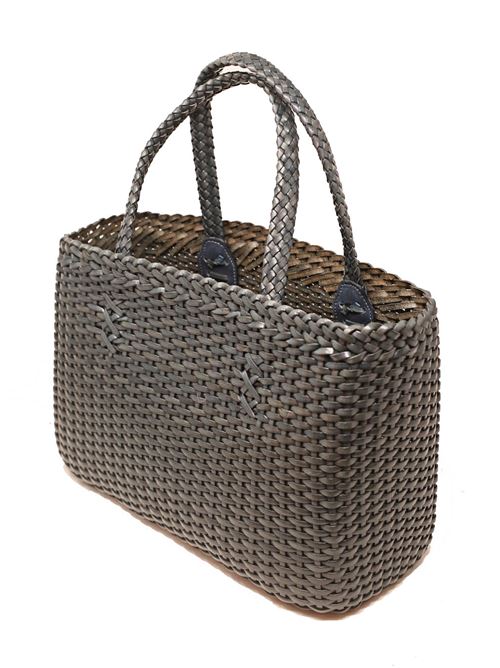 Borsa in pelle intrecciata azzurro-grigio Laboratorio Capri | 034SLATEBLUE